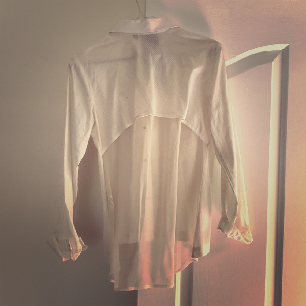 button up sheer back dress shirt